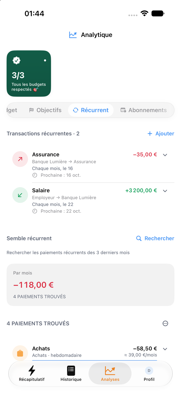Transactions récurrentes Firefly III